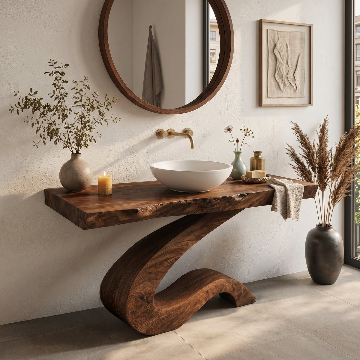 Luxury Bathroom Vanity With Organic S Curve Support For Bathroom RTTHTTBRV020