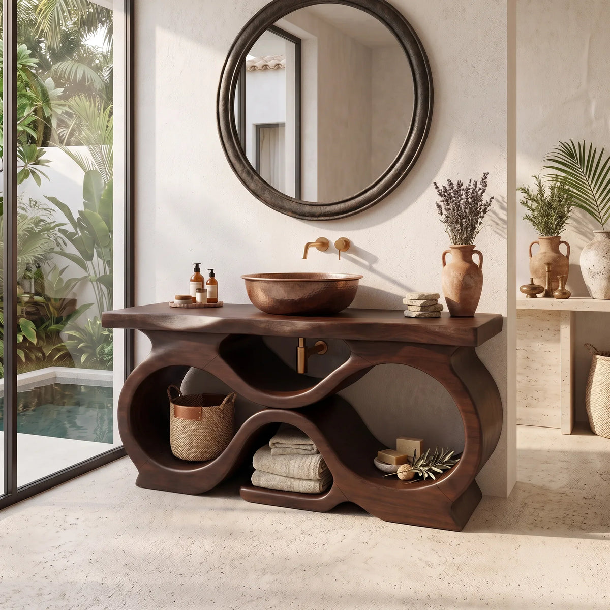 Farmhouse Handcrafted Bathroom Vanity Cabinet Tropical Bathroom SILDTTRBRV213
