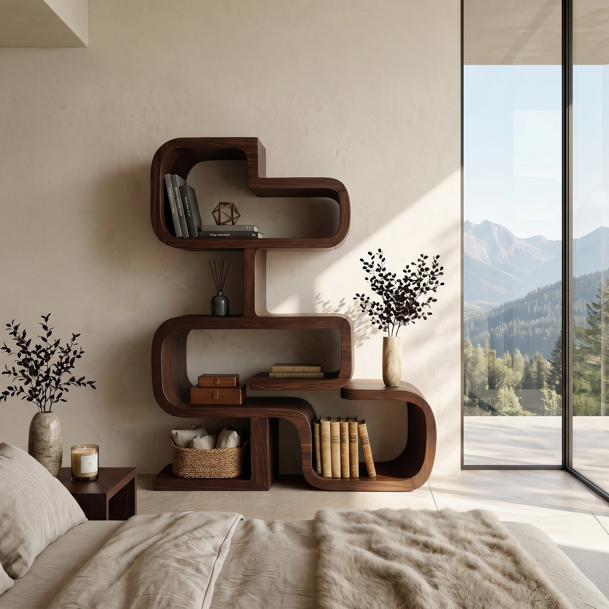 Handcrafted Sculptural Wooden Storage Unit For Spa Decor SILDTTRBS055