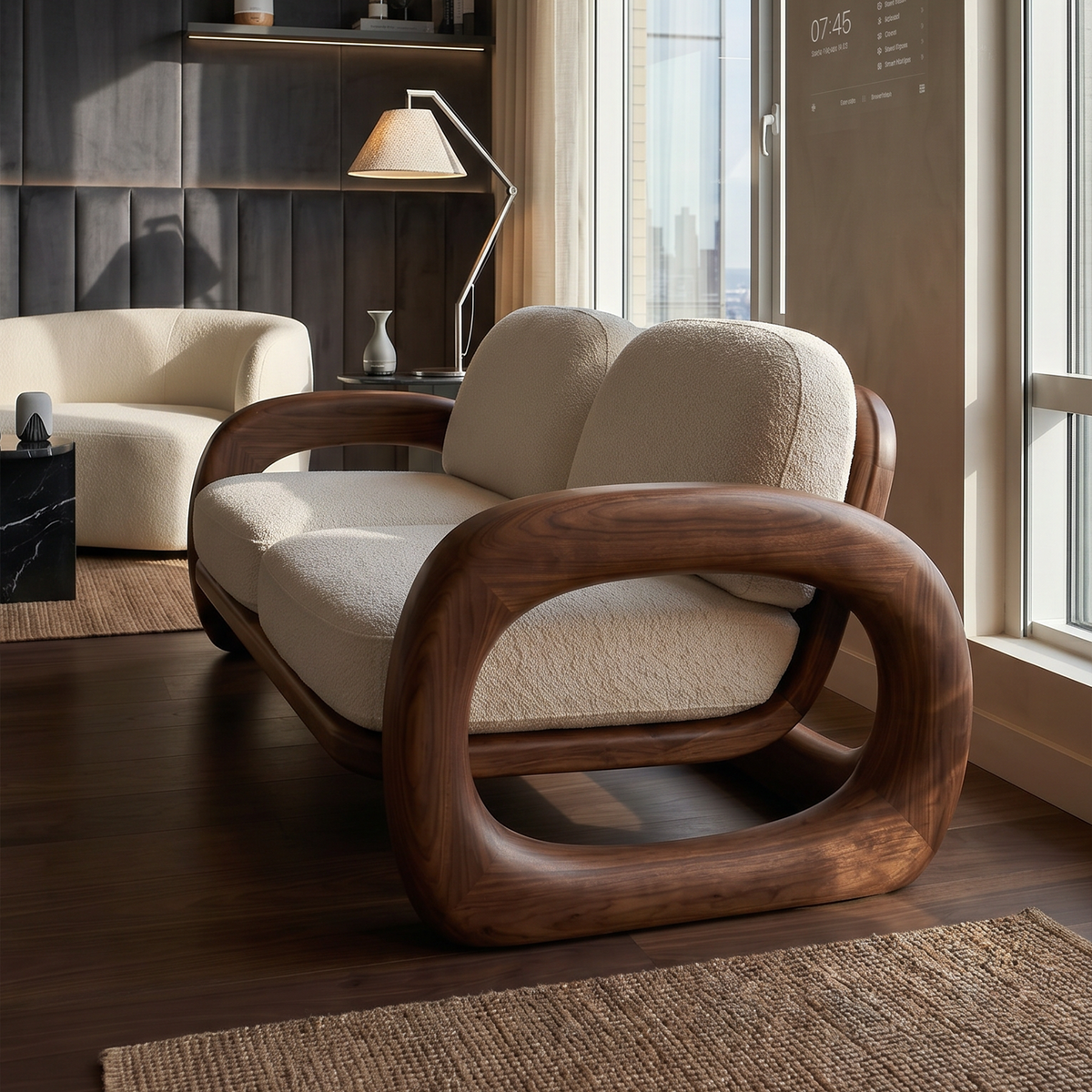 Mediterranean Inspired Wooden Sofa Coastal Living Room SILDTTRSFA006