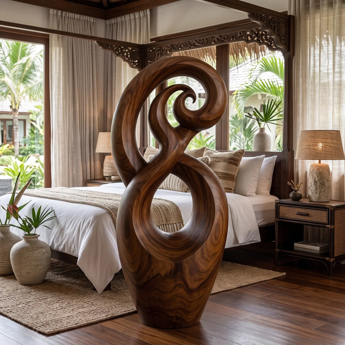 Handcrafted Spiral Wooden Sculpture For Coastal Home Decor SILDTTRAS024