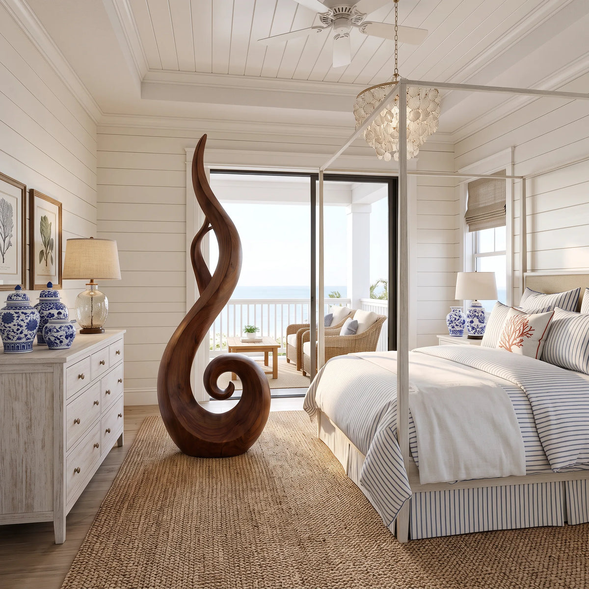 Handcrafted Spiral Wood Sculpture For Luxury Foyer Home Decor SILDTTRAS045