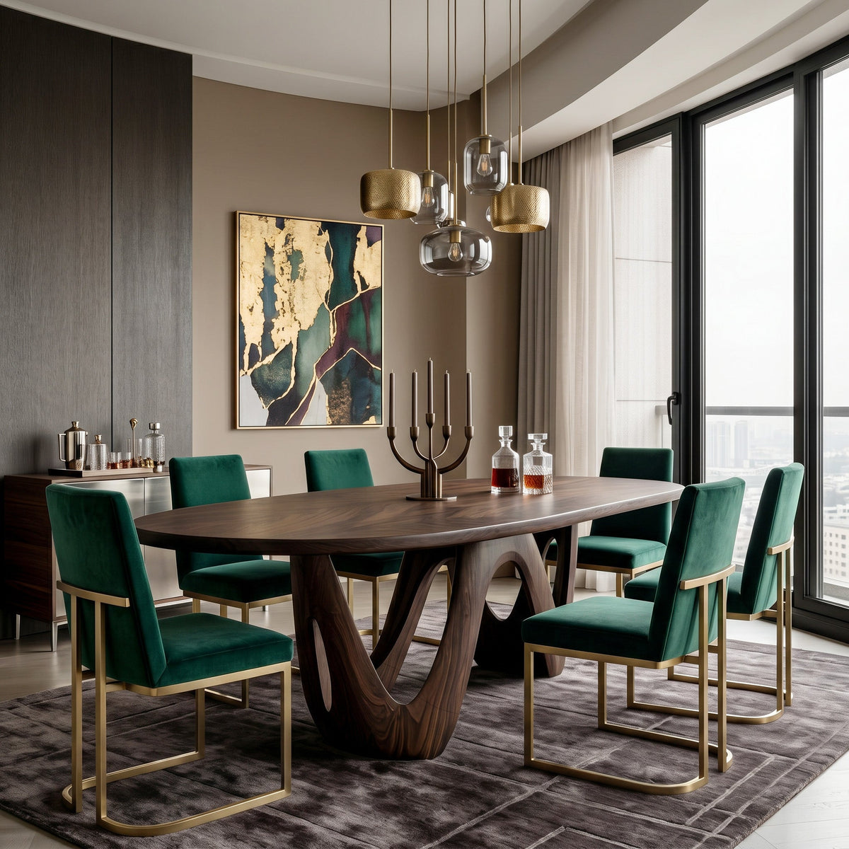 Artistic W-shape Leg Dining Table For Contemporary Dining Room RTTHHNDN093