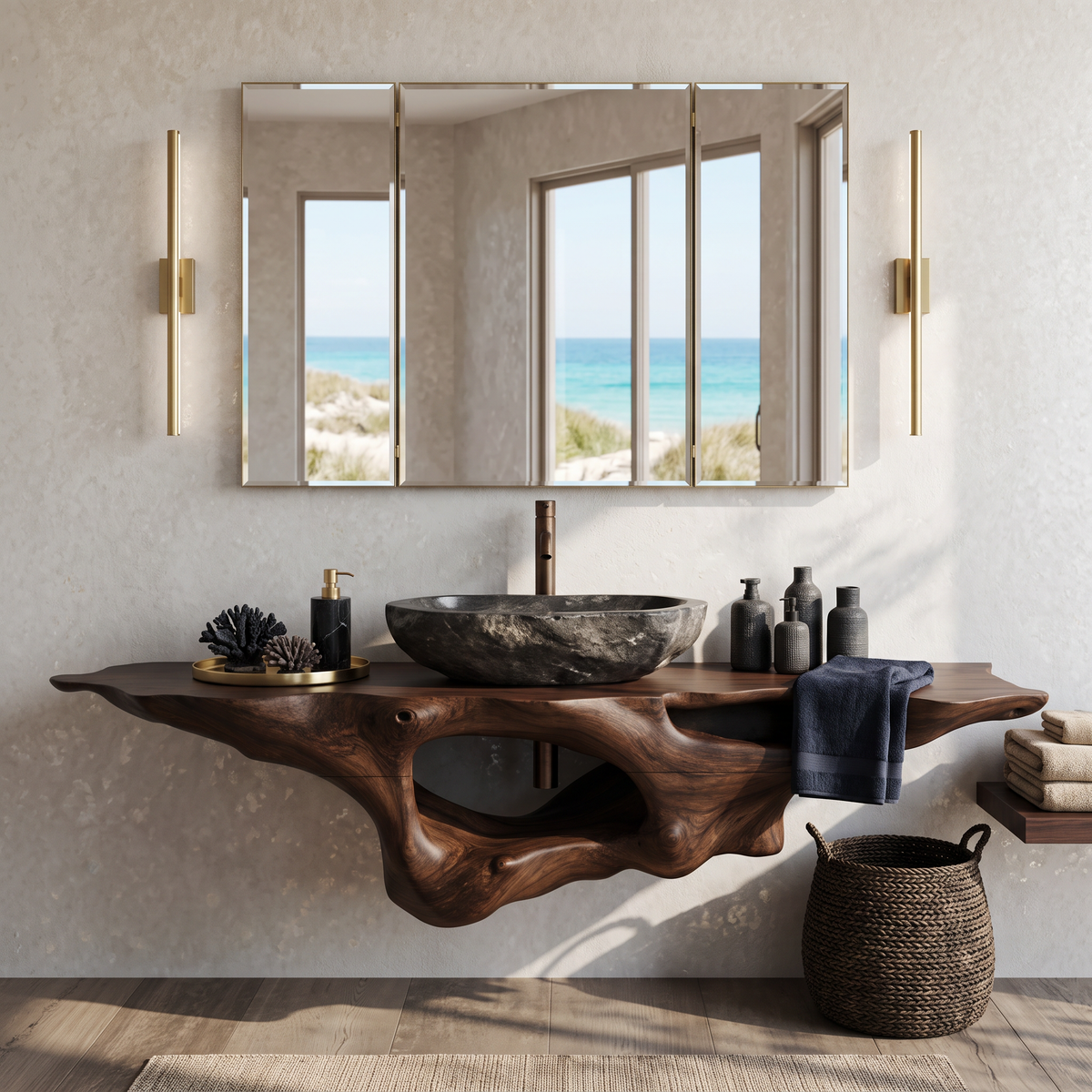 Farmhouse Solid Wood Vanity Unique Bathroom Design SILDTTRBAS001