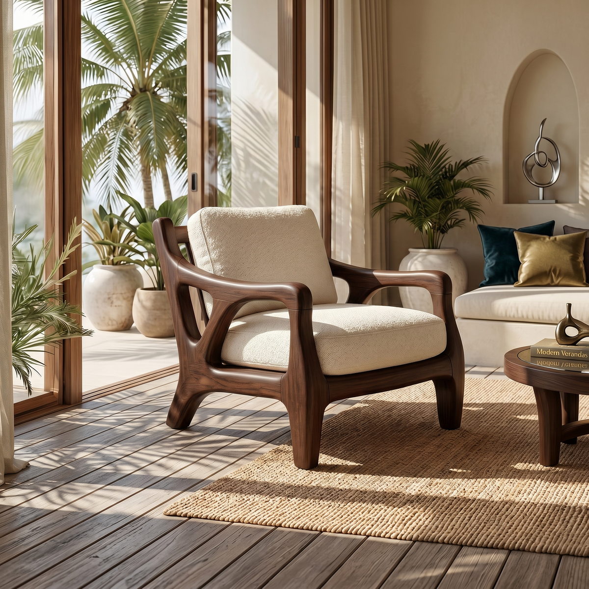 Luxury Resort Style Wooden Lounge Chair Poolside Patio SILDTTRCHR011