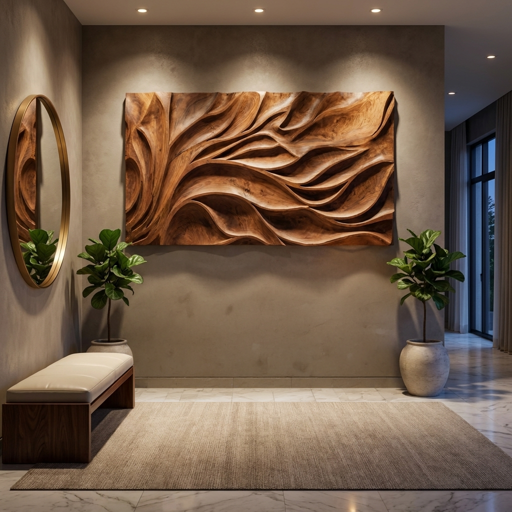 Abstract Carved Wall Art Sculpture For Living Room Decor RTTHTTWA054