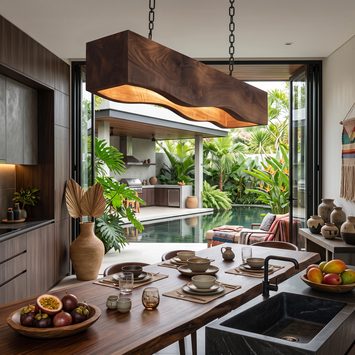 Long Wooden Hanging Lamp For Dining Tables RTTHTTCE010