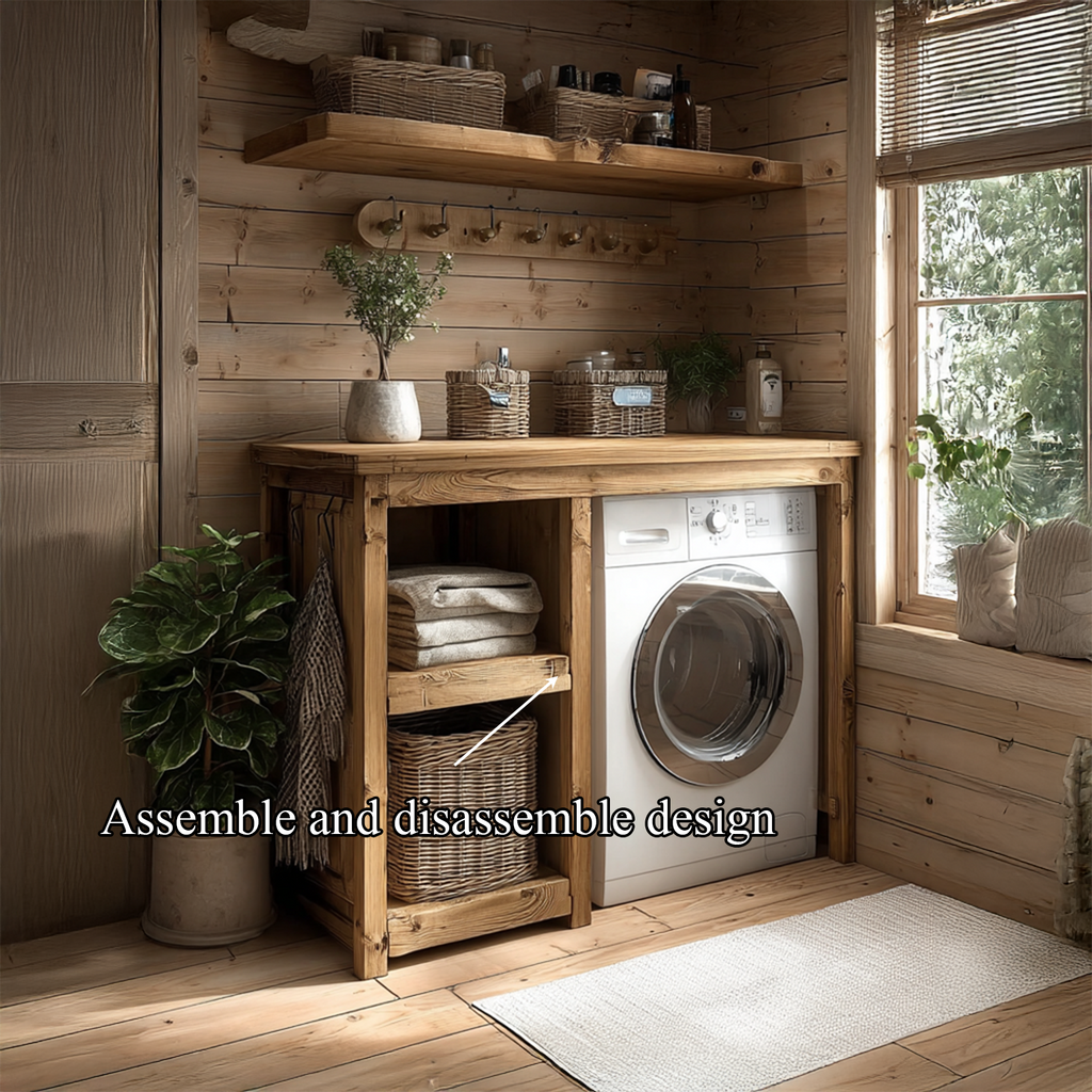 Laundry Cabinet Solid Wood Rustic Utility Gift SINLSALN002