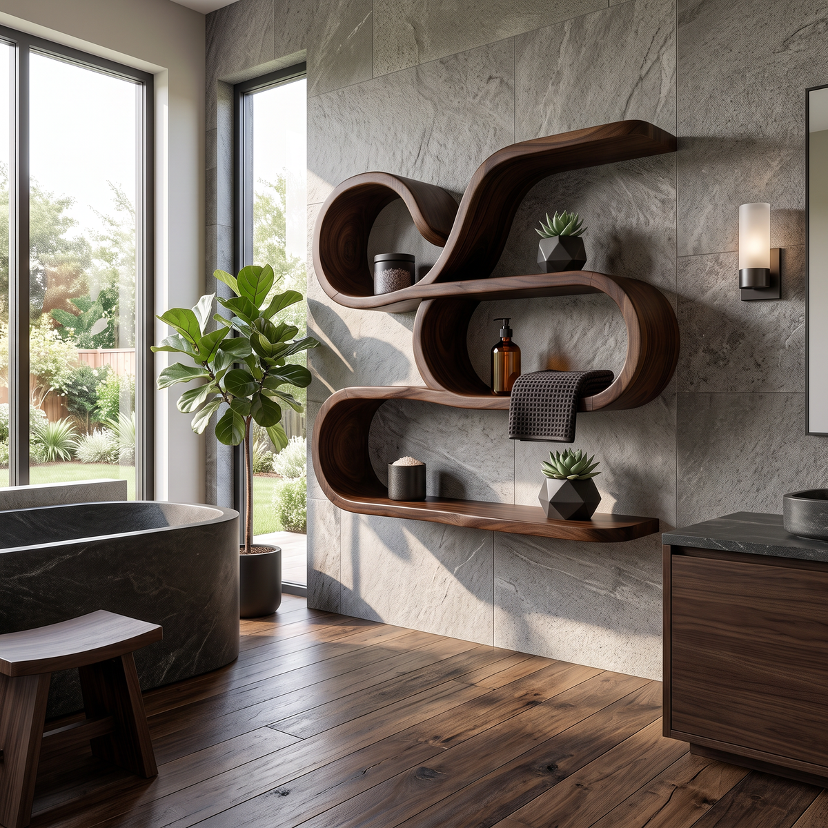Coastal Wooden Floating Storage Shelves for Bathroom SILDTTRWMS060