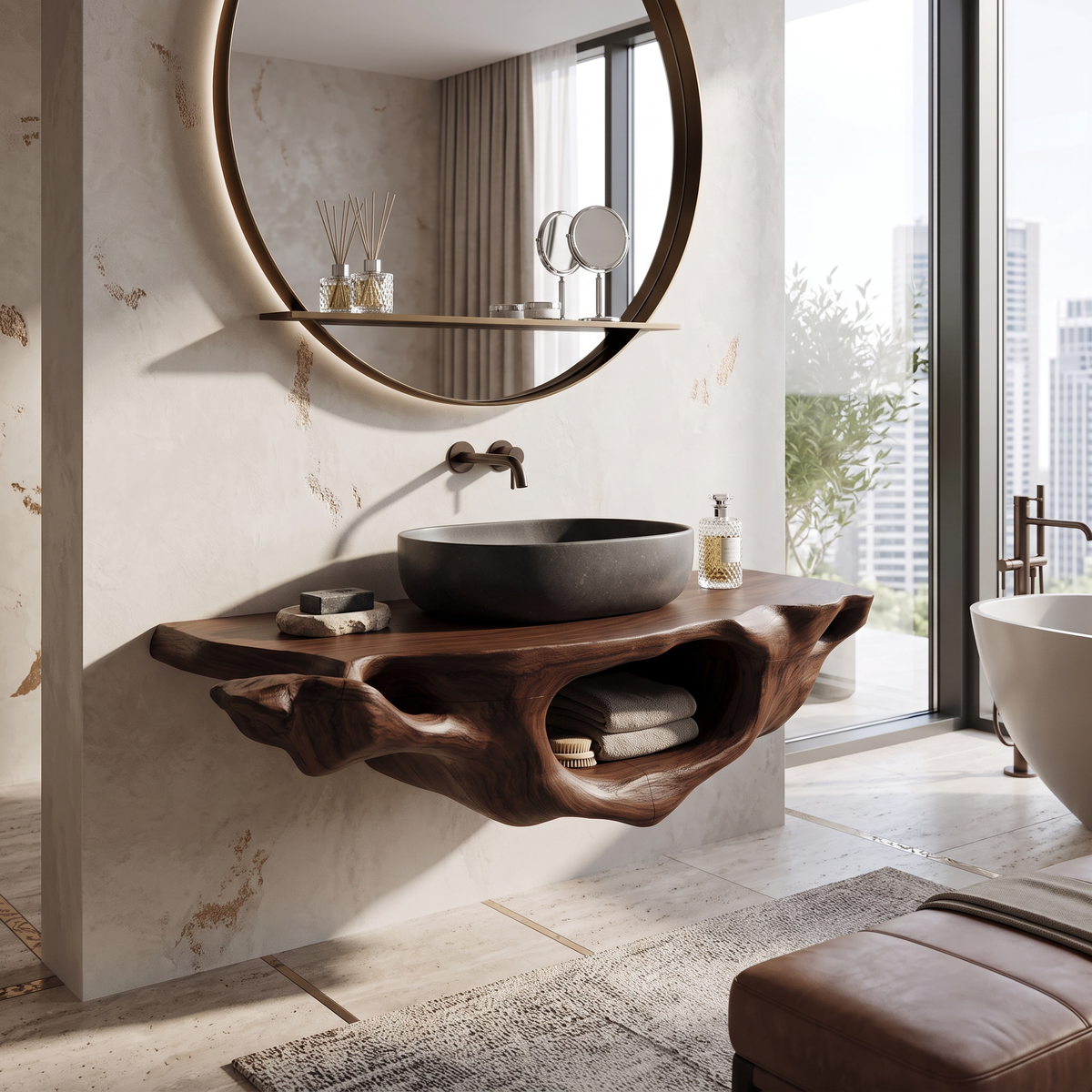 Farmhouse Live Edge Vanity For Bathroom Decor Ideas SILDTTRBAS006