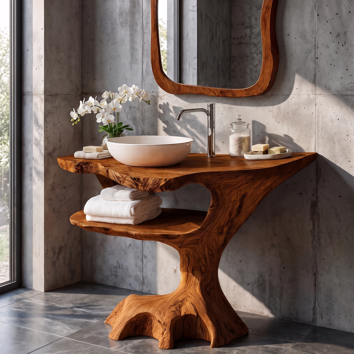 Contemporary Halloween Single Bathroom Vanity With Sculptural Branch Support For Bathroom SINLKIBRV336