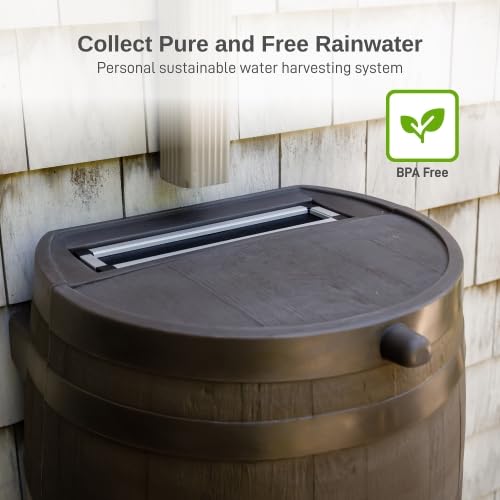 50 Gallon Rain Barrel With Brass Spigot And Flat-Back Design
