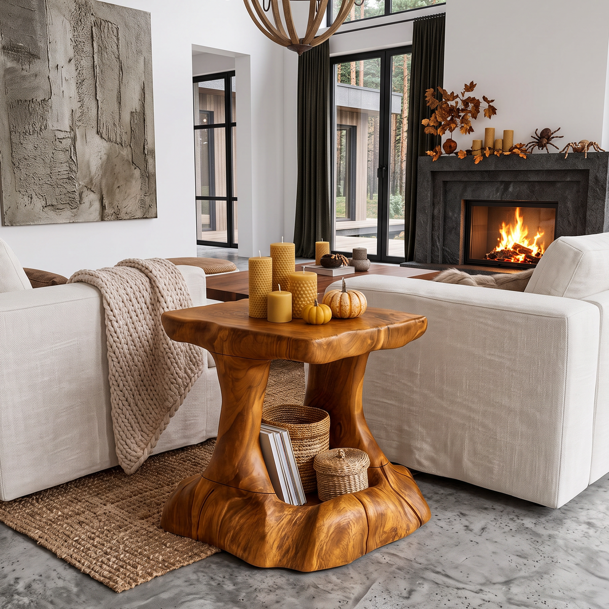 Mid Century Beside Table With Halloween Accent For Living Room SINLHASTA314