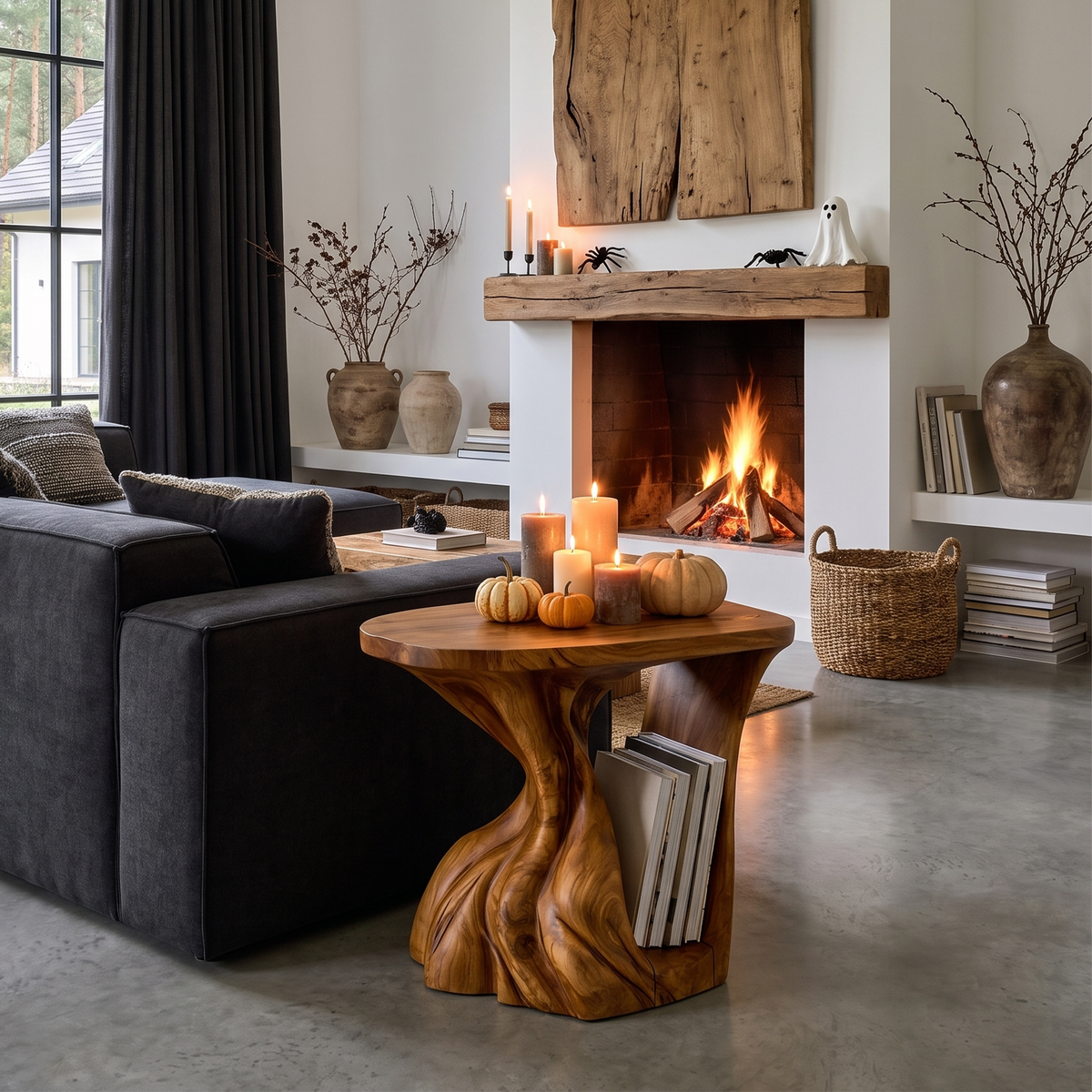 Contemporary Beside Table Halloween Inspired With Sculptural Base For Living Room SINLHASTA318