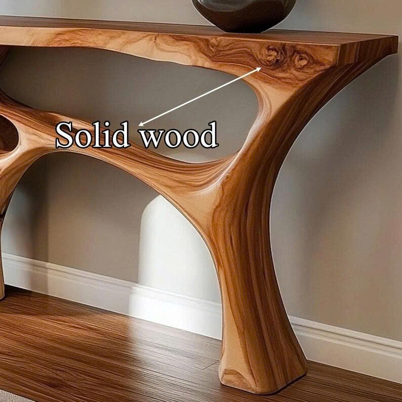 Handmade Organic Sculptural Console Table Solid Wood Decor Home Gift SINLCS059