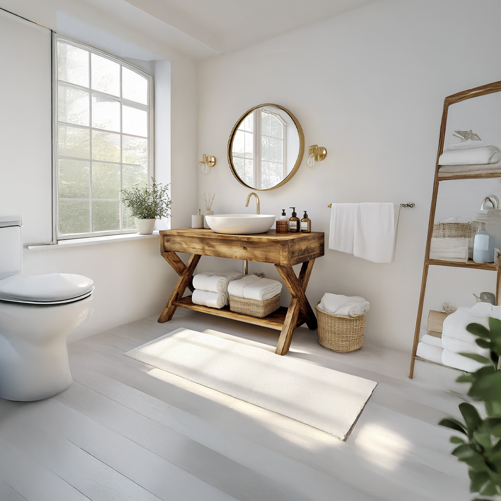 Mid Century Bathroom Vanity Table Natural Wood Modern Home Bathroom SINLSABRV198