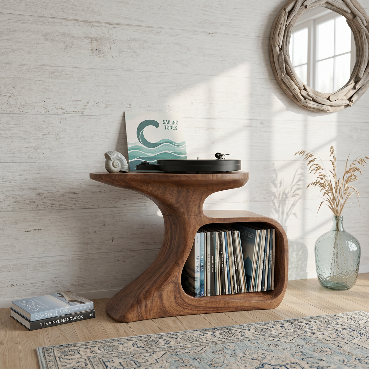 Handcrafted Record Stand Artisan Living Room Decor SILDTTNRPT002