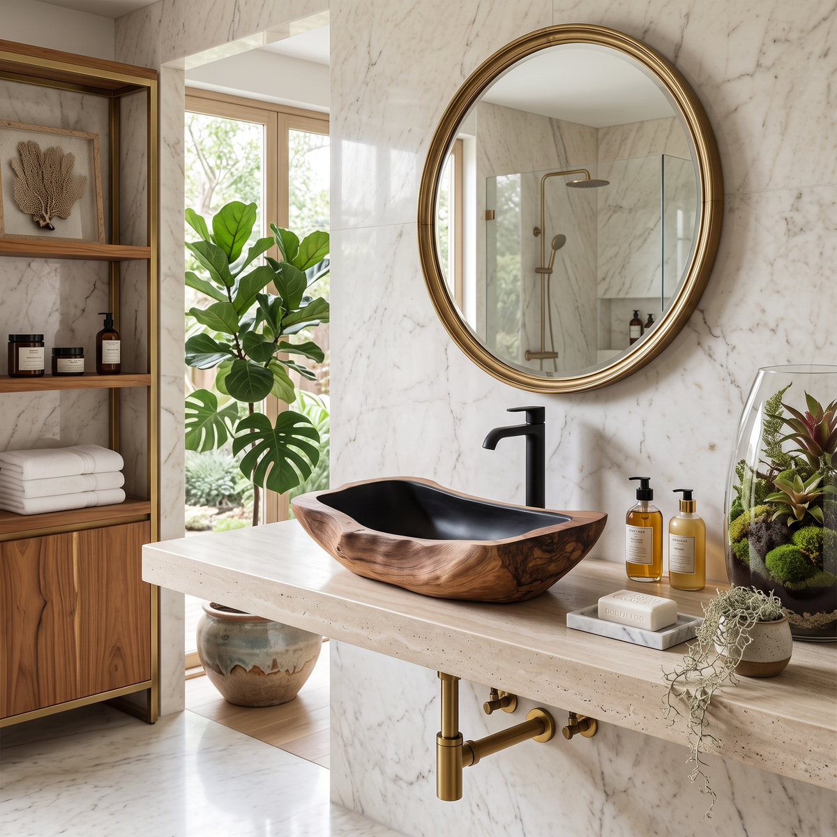Farmhouse Rustic Wooden Vessel Sink For Home Bathroom SILDTTNVS027