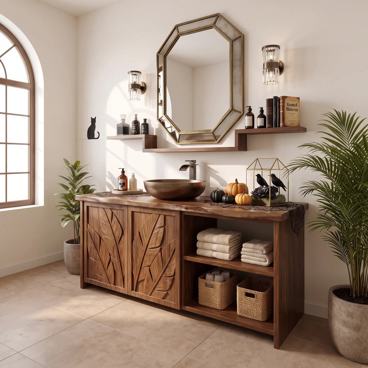 Handcrafted Rustic Pumpkin Bathroom Vanity Wellness Suite SILDTTRBRV236