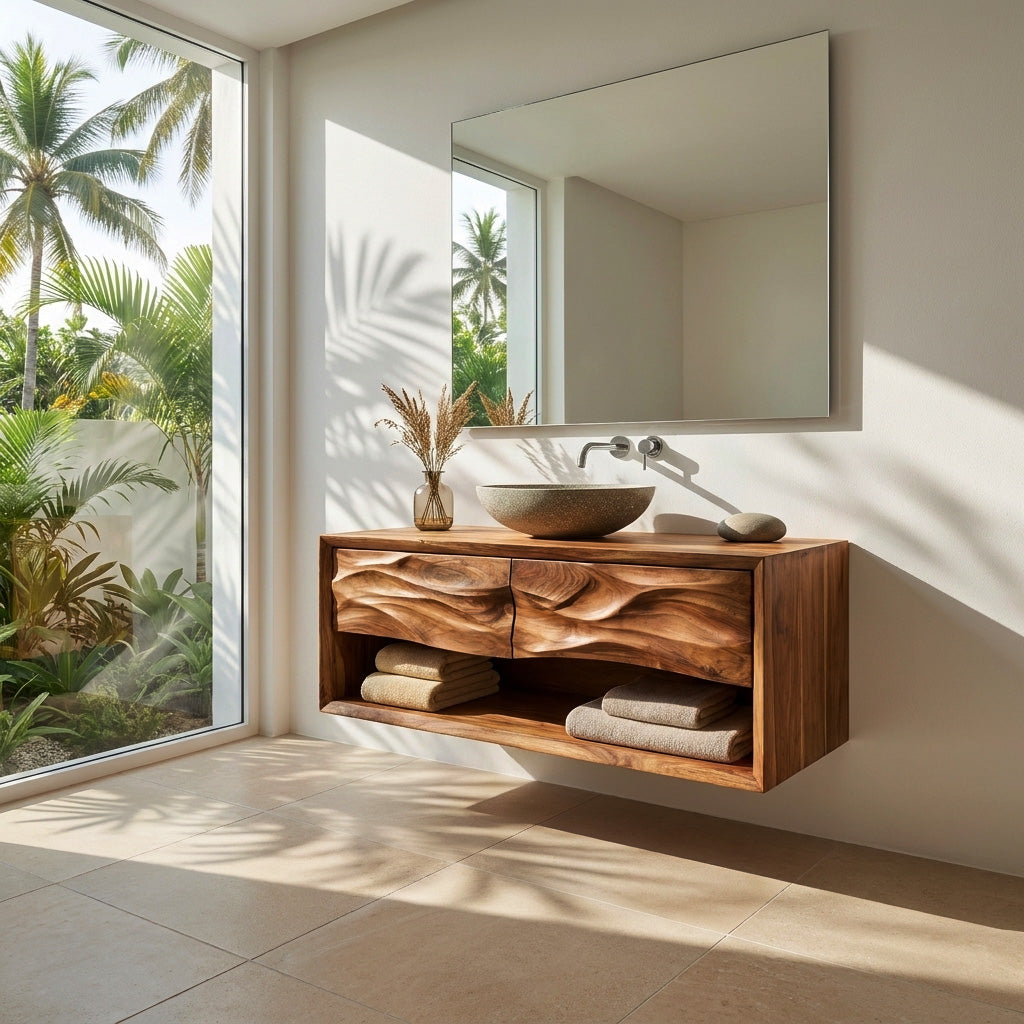 Contemporary Wooden Bathroom Vanity For Bathroom Or Spa Decor RTTHHNBRV020