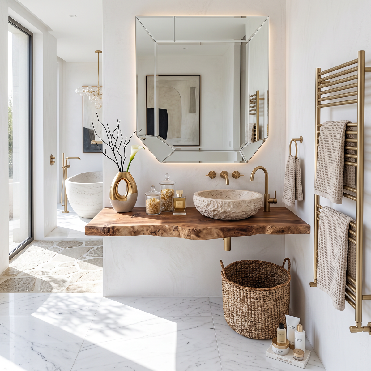 Handcrafted Vanity With Live Edge Look For Bathroom SILDTTRBAS011