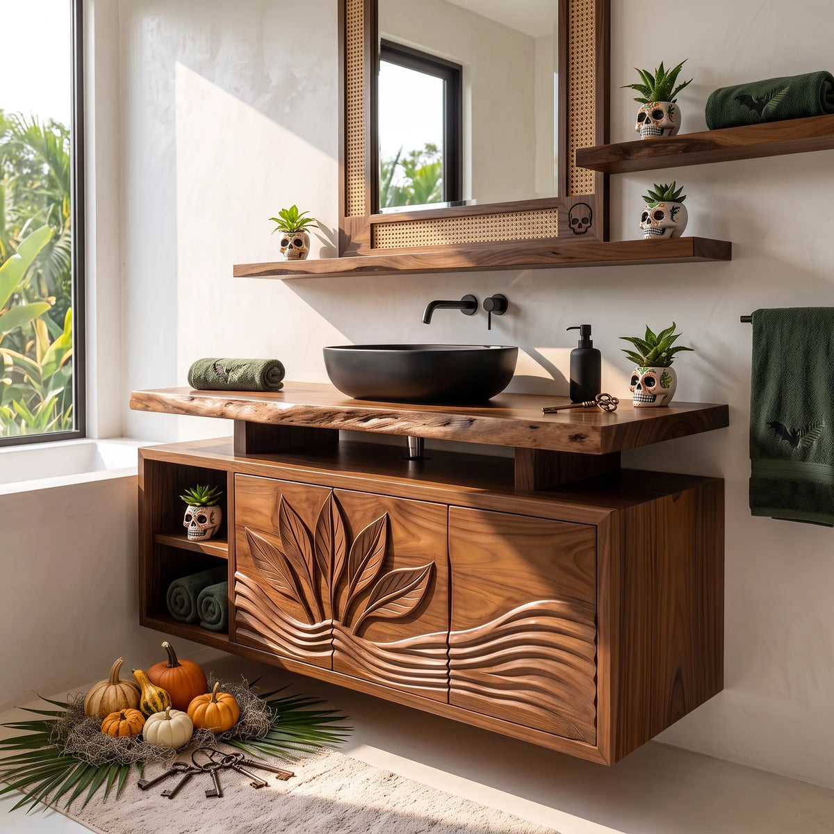 Handcrafted Organic Modern Pumpkin Bathroom Vanity Spa Retreat SILDTTRBRV232