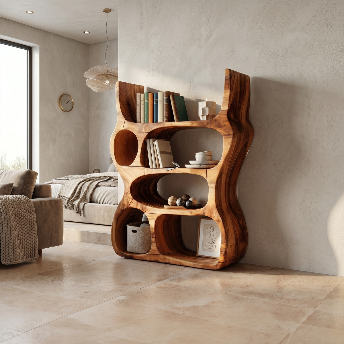 Artisan Organic Wooden Display Shelf For Cozy Interiors SILDTTRBS048