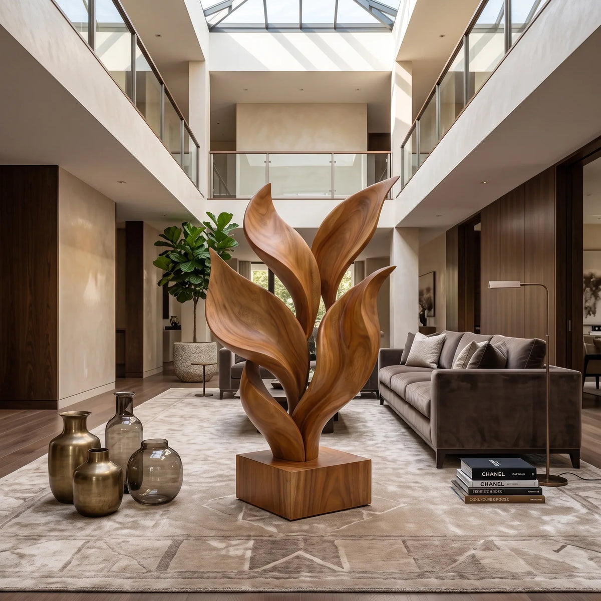Coastal Botanical Wooden Sculpture For Luxury Beach House Decor SILDTTRAS031