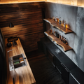 Handcrafted Live Edge Bar Shelf Solid Wood Dining Room Interior Storage SINLSAFL423