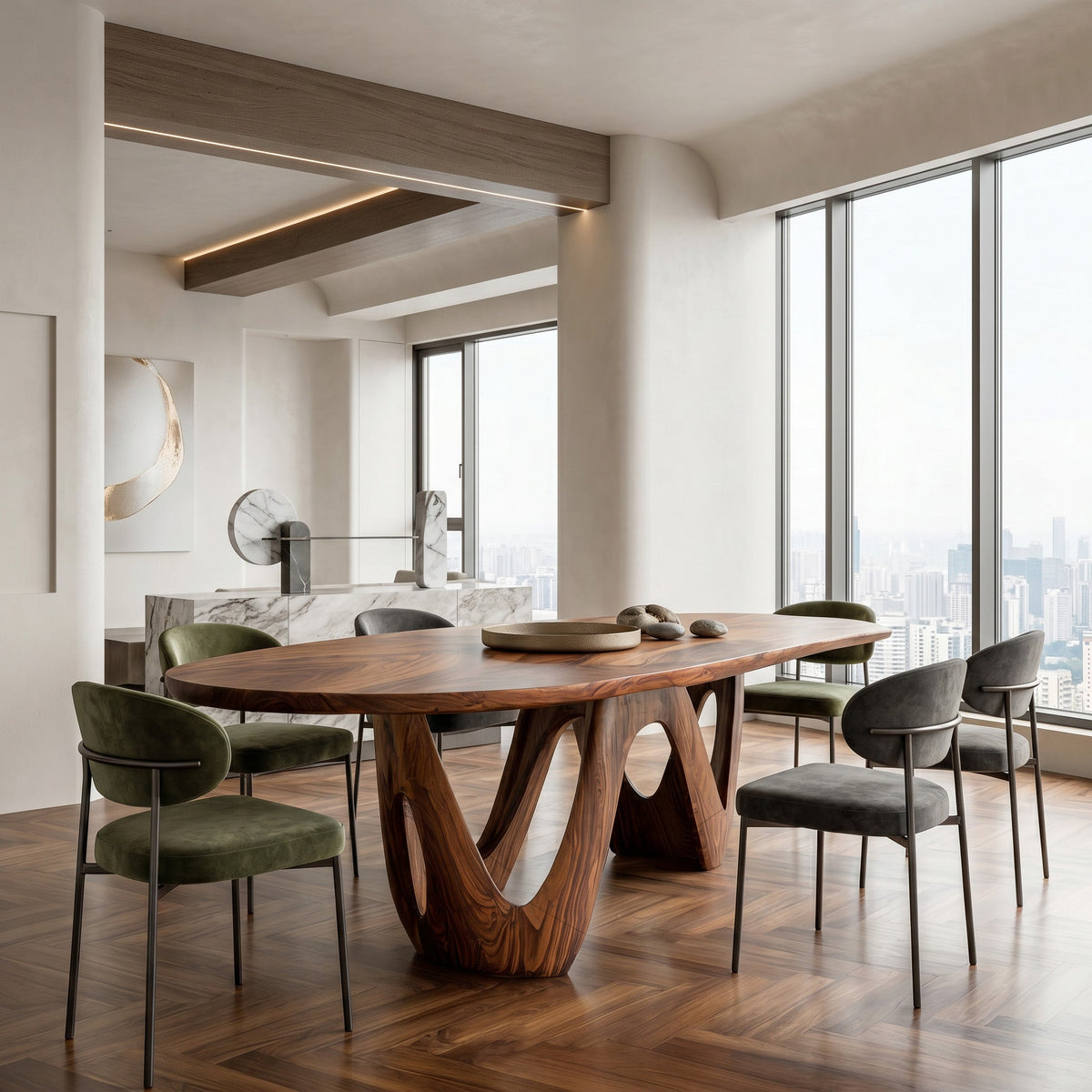 Artistic W-shape Leg Dining Table For Contemporary Dining Room RTTHHNDN093