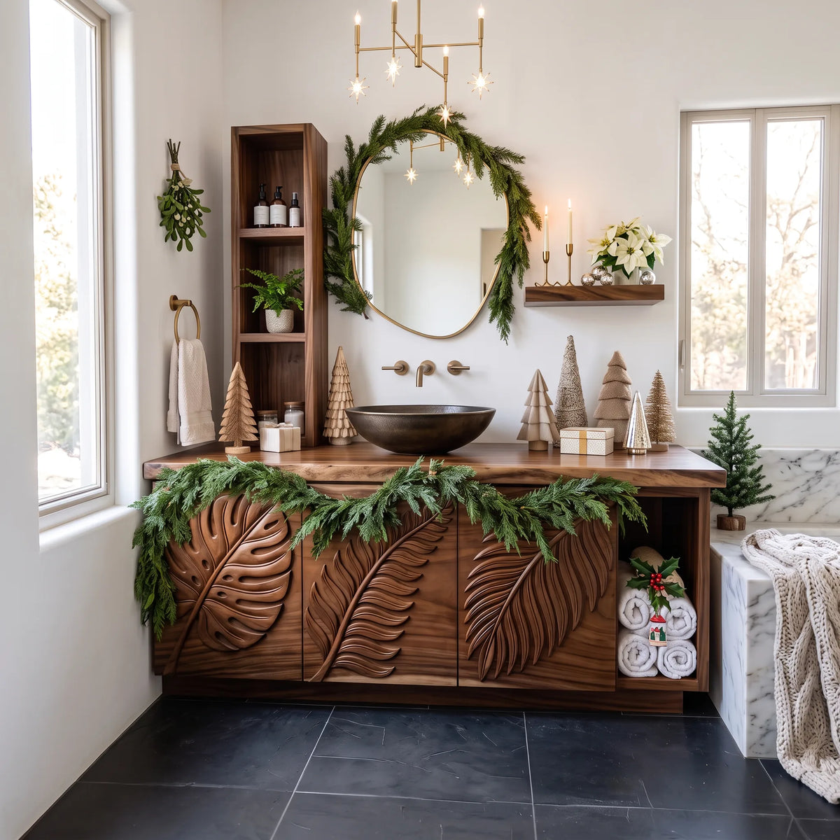Handcrafted Rustic Xmas Bathroom Vanity Mountain Retreat SILDTTRBRV240