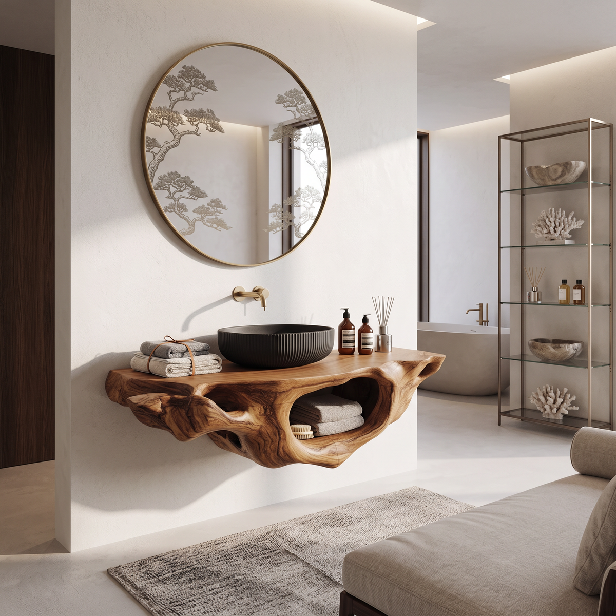 Farmhouse Live Edge Vanity For Bathroom Decor Ideas SILDTTRBAS006