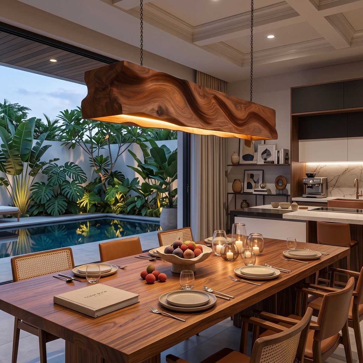 Handcrafted Pendant Light With Wave Carved Surface For Kitchen RTTHTTCE014