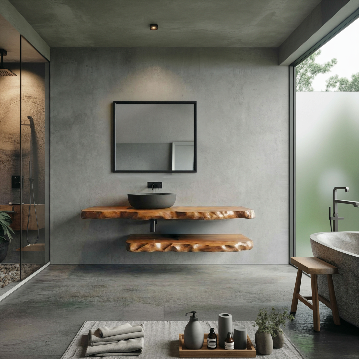 Industrial Live Edge Bathroom Vanity For Bathroom And Vanity SINLSABRV287