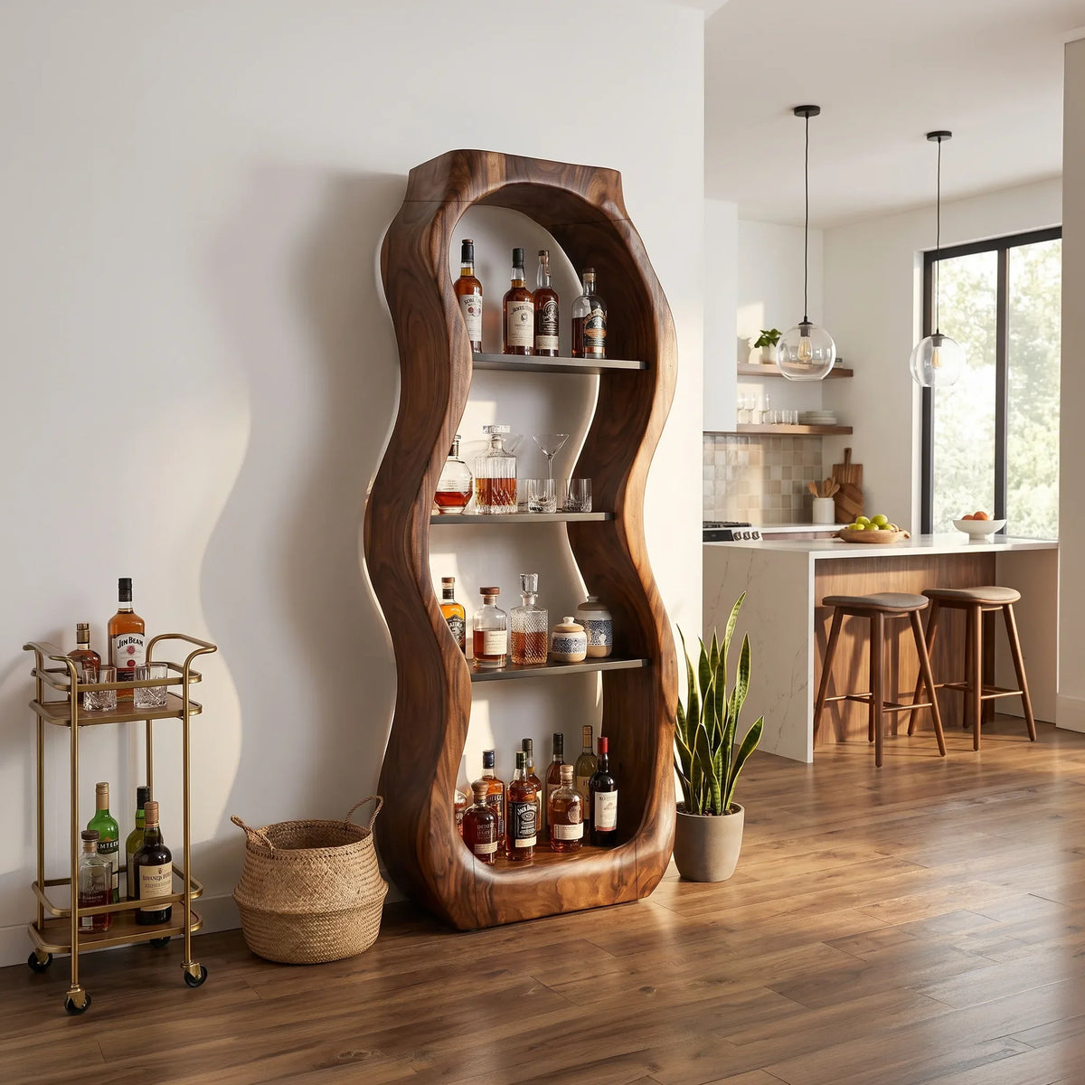 Handcrafted Sculptural Liquor Cabinet Modern Cafe SILDTTRBCA011