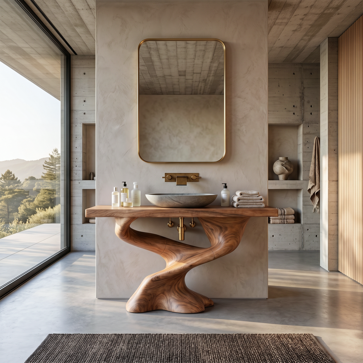 Handcrafted Solid Vanity For Unique Bathroom Design SILDTTNBRV011