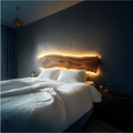 Live Edge Wooden Headboard Solid Wood Bedroom Interior Backlit Design SINLSADH007