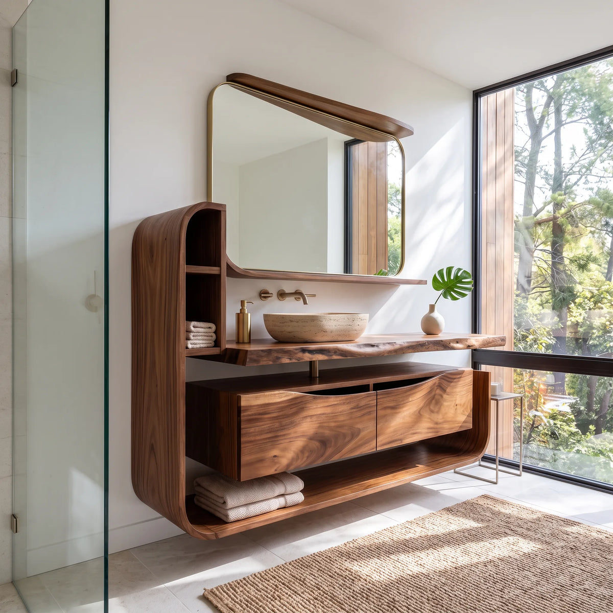 Handcrafted Organic Floating Bathroom Vanity Luxury Ensuite SILDTTRBRV202