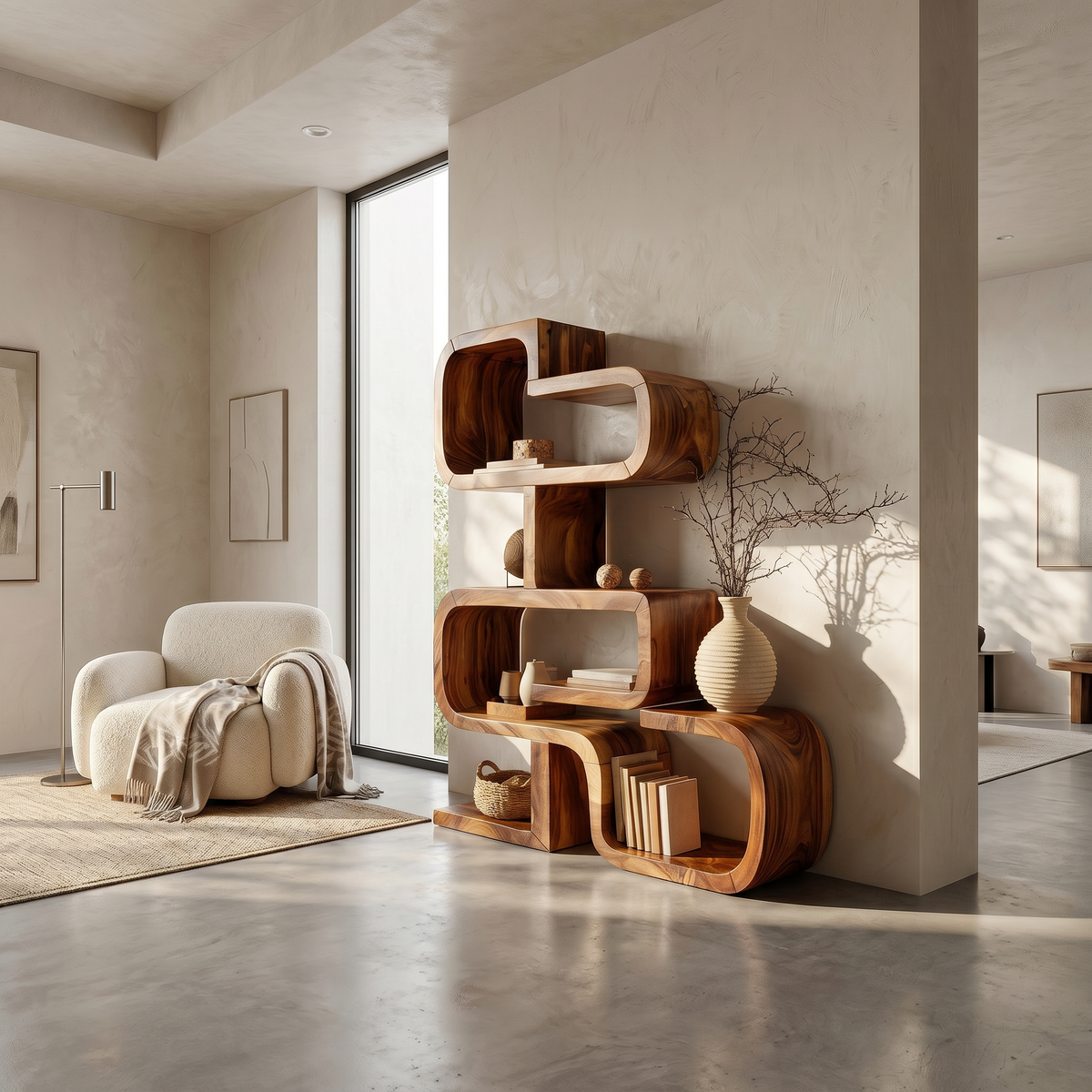 Handcrafted Sculptural Wooden Storage Unit For Spa Decor SILDTTRBS055
