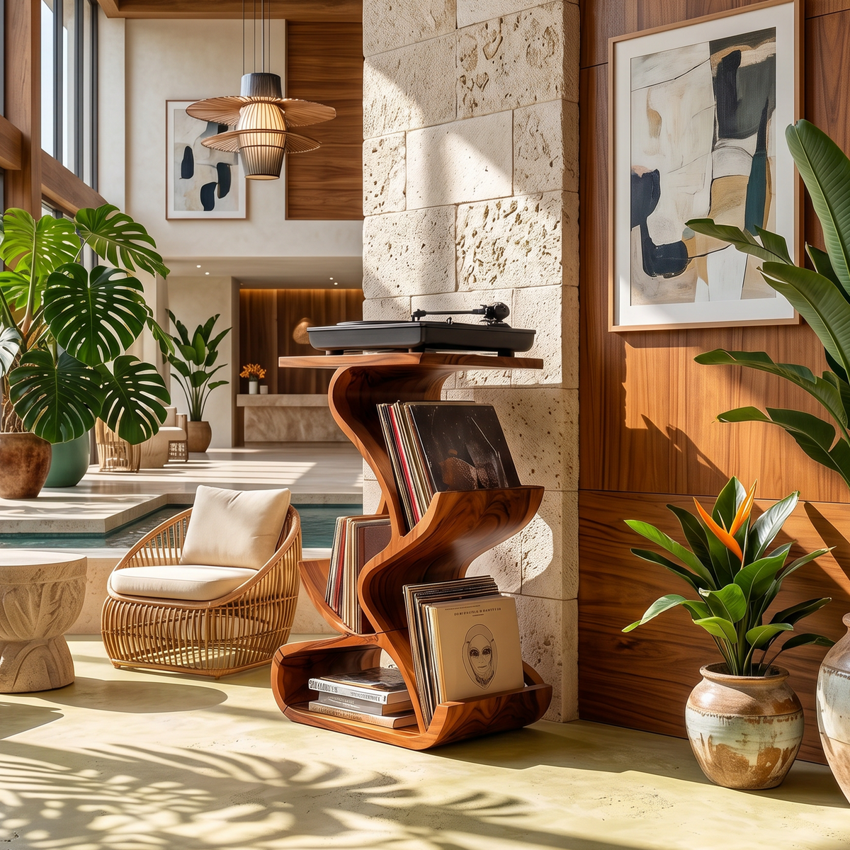 Handcrafted Record Stand With Storage For Furniture SILDTTRRPT035