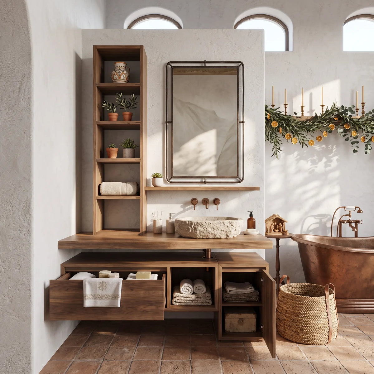 Handcrafted Scandinavian Christmas Floating Vanity Holiday Cottage SILDTTRBRV248