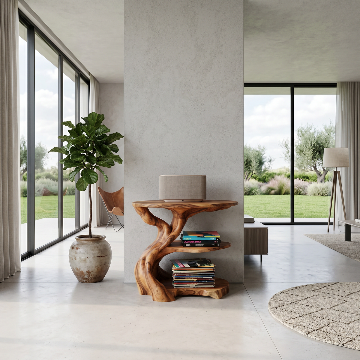 Handcrafted Wooden Media Stand Custom Living Room SILDTTNRPT014