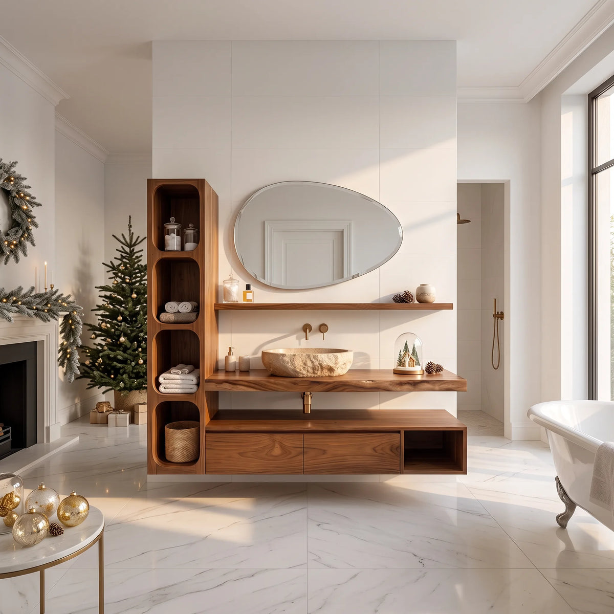 Handcrafted Scandinavian Reindeer Bathroom Vanity Nordic Retreat SILDTTRBRV242