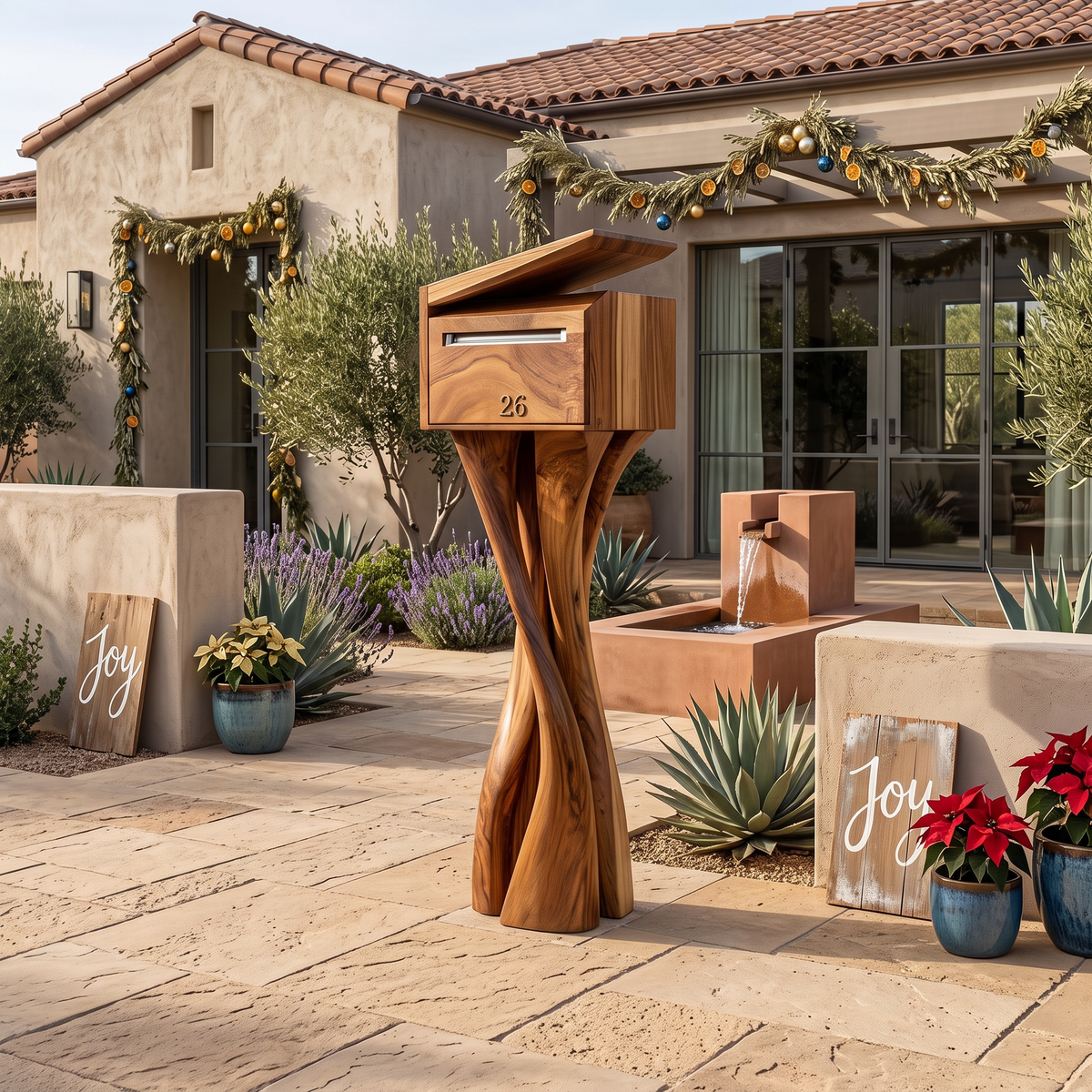 Handcrafted Solid Wood Sculpture Mailbox For Outdoor Furniture Decor SILDTTRMB007