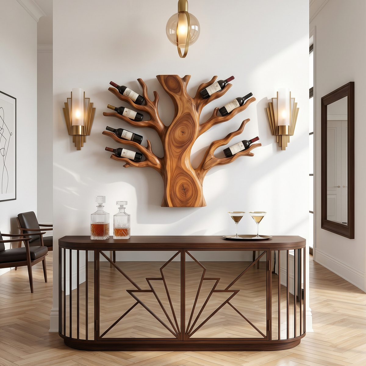 Coastal Floating Wine Rack For Living Room SILDTTRWH113
