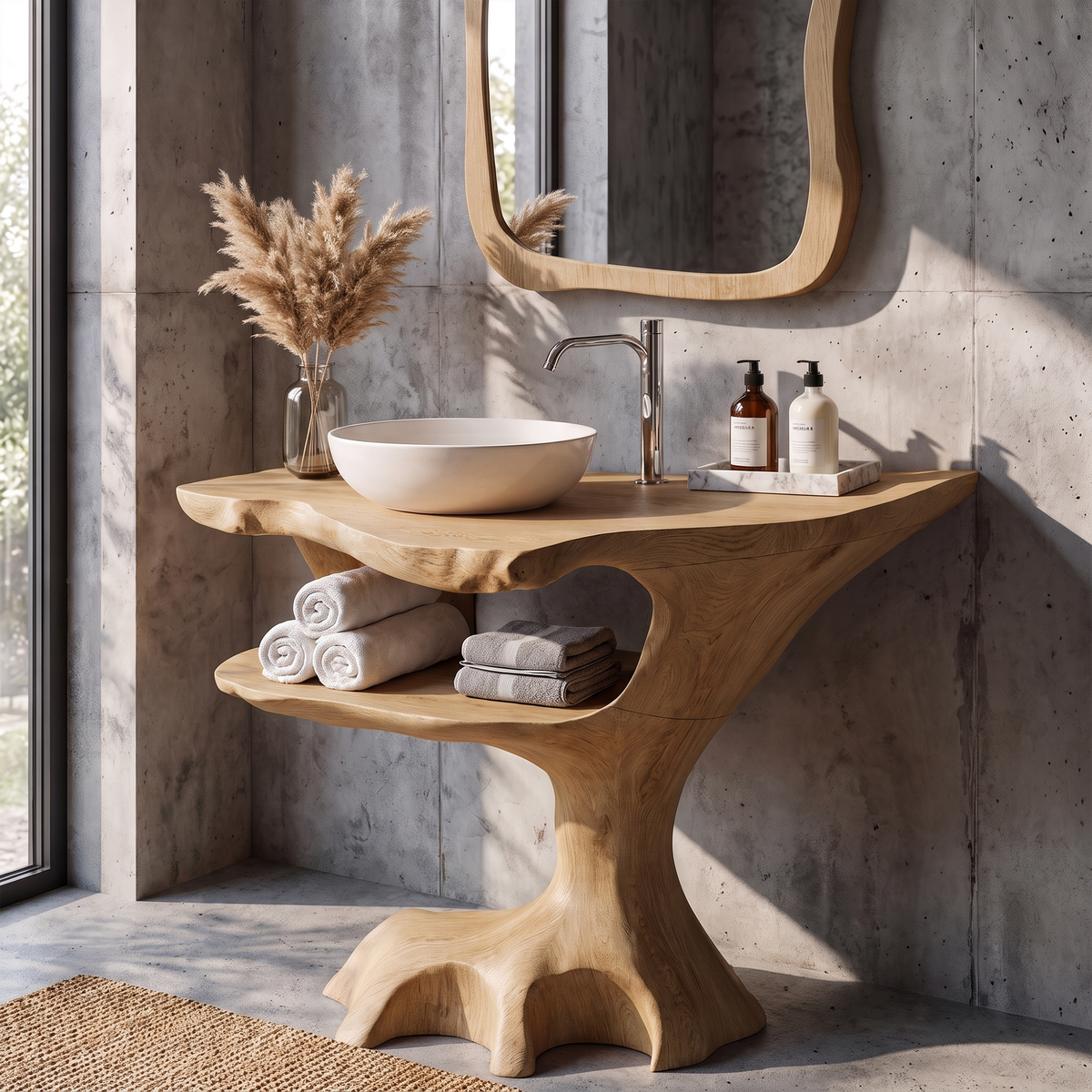 Contemporary Halloween Single Bathroom Vanity With Sculptural Branch Support For Bathroom SINLKIBRV336