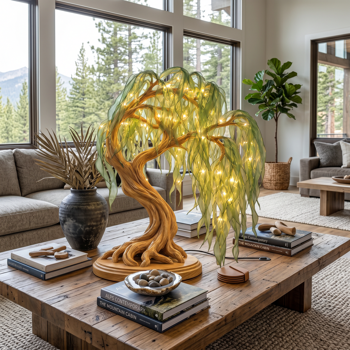 Japandi Bonsai Tree Table Lamp For Nightstand SINLSATL015