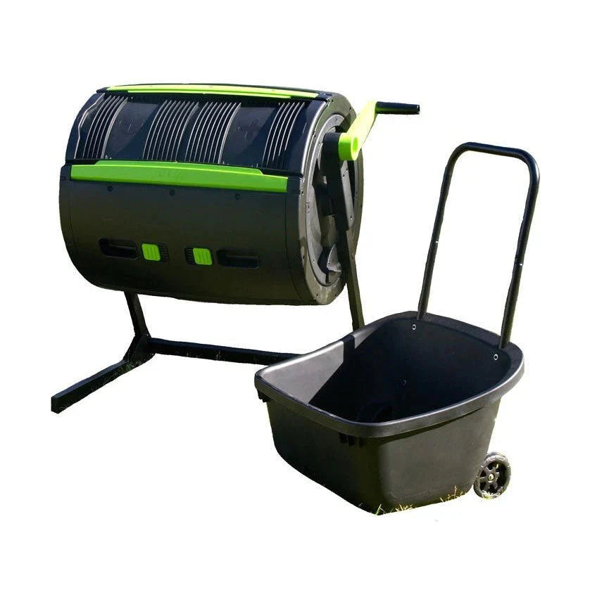 65-Gallon Compost Tumbler And Cart Combo - Black