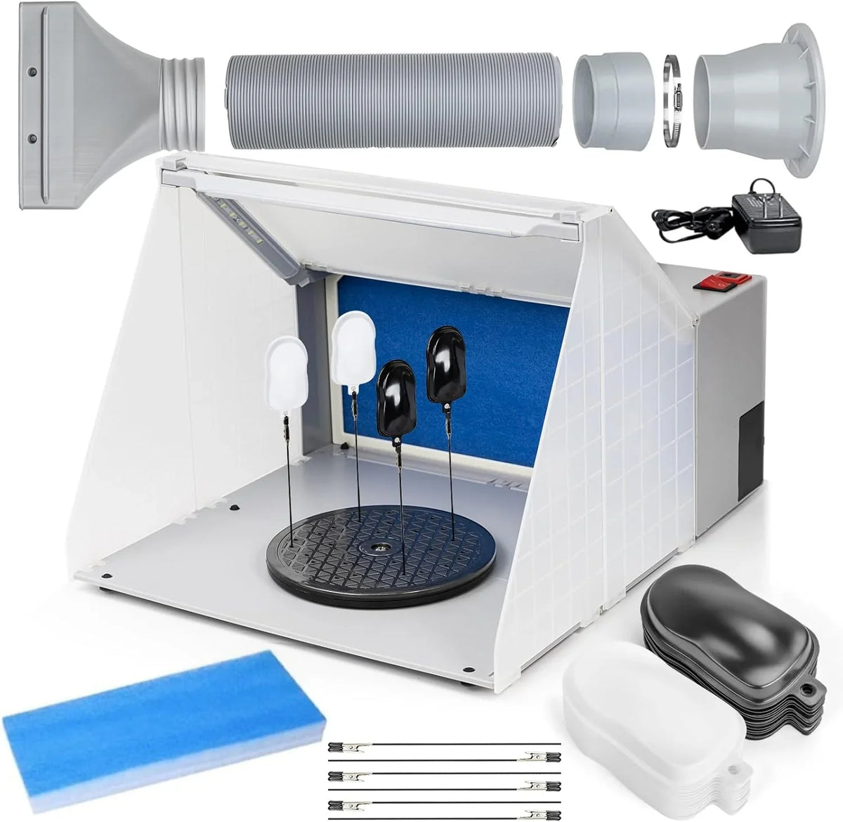 Autolock Spray Booth Kit With 3 LED Lights And 6 Feet Exhaust Hose - xwq