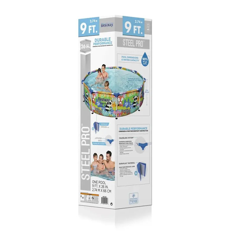 Bestway Steel Pro Round Above-Ground Swimming Pool 9-Foot By 26-Inch - Steel Pro